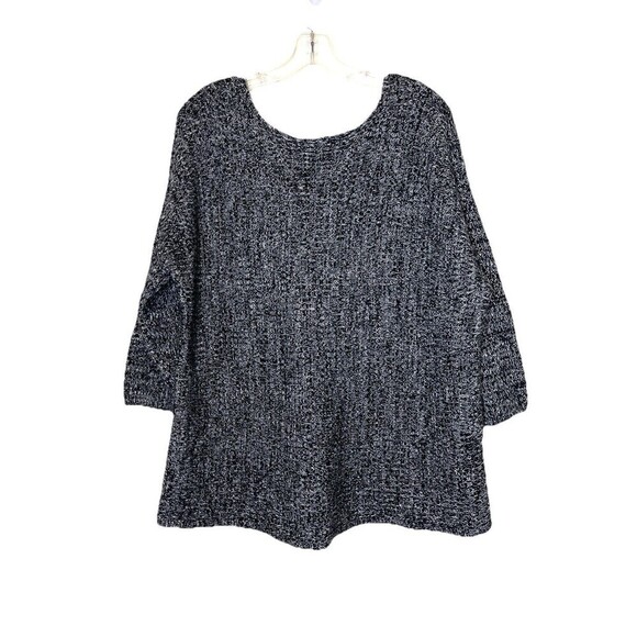 Chicos Thick Knit Black Heathered Sweater XL Cotton Chunky Women Oversized Cozy‎ - Picture 1 of 9